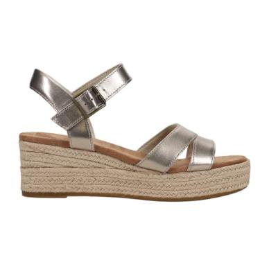 Imagem de TOMS Sandália feminina Audrey atlética casual salto médio 5-7,6 cm - preta, Couro metálico dourado claro, 41