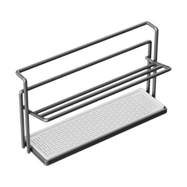 Imagem de Fenteer Escorredor de copos de 2 níveis 40x20x10 cm, moderno, eficiente, resistente, multifuncional, com bandeja de drenagem removível, suporte para secagem, Preto