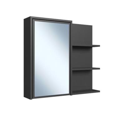 Imagem de Armário Espelheira para Banheiro 1 Porta 2 Prateleiras Grafite Paula Es2001 - Faema Móveis