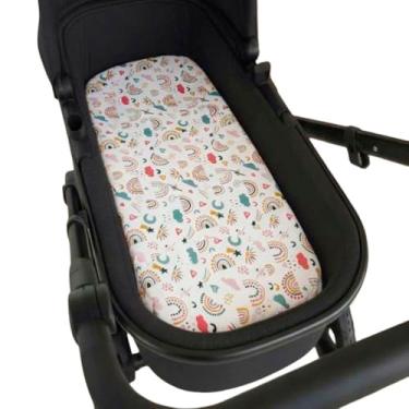 Imagem de Colchonete de Carrinho Moisés Para Bebê Menino Menina (Capa Removível + Espuma)(ARCO ÍRIS)