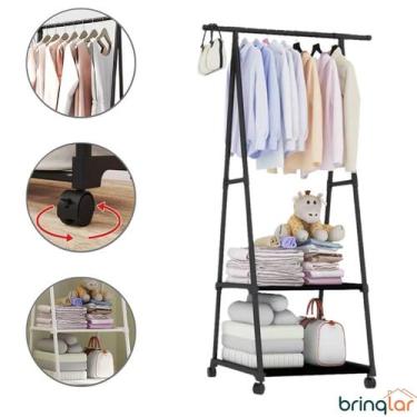 Imagem de Arara Suporte Organizador Multiuso com Rodinhas Prateleiras - BrinqLar