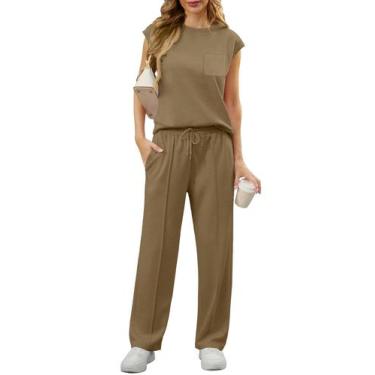 Imagem de Conjunto de moletons GRECERELLE para mulheres Loungewear Khaki-S 2025