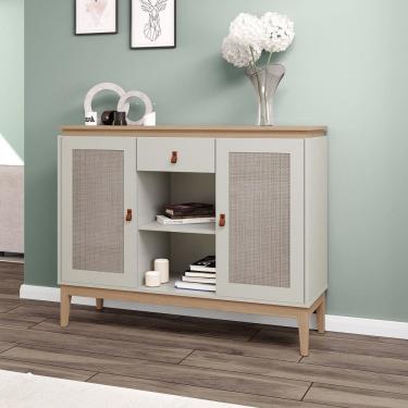 Imagem de Aparador 2 Portas 1 Gaveta com Pés de Madeira Trama Movelbento