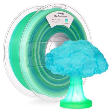 Imagem de Filamento de impressora 3D AMOLEN PLA 1,75 mm transparente azul verde
