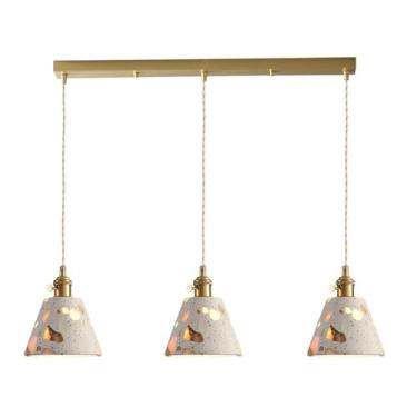 Imagem de Lustre de Terrazzo Branco Sala de Jantar Luminária Pendente Abajur de Terrazzo Luminária Pendente Vintage Nórdica para Cozinha Ilha Sala de Estar Quarto Cabeceira Corredor Luminária de Teto