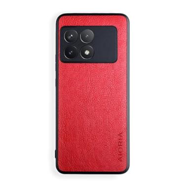 Imagem de AIORIA Capa para Xiaomi Poco X6 Pro, tela de 6,7 polegadas, capa de couro PU premium, design retrô, capa protetora completa para Xiaomi Poco X6 Pro 5G (vermelha)