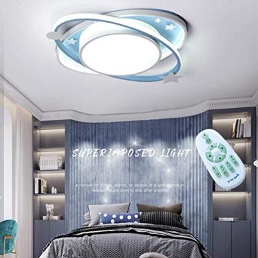 Imagem de Luminária de teto LED moderna com controle remoto regulável, lustre de acrílico com estrela, para meninos e meninas, quarto, sala de estar, quarto infantil, iluminação de teto, decoração, lu