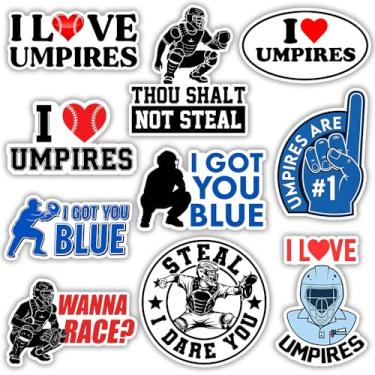 Imagem de SODAVA | Adesivos engraçados para árbitro pacote com 10, decalques de apanhador de softbol de beisebol 7,6 x 7,6 cm, adesivos de vinil à prova d'água para capacete, laptop, garrafa de água, decoração