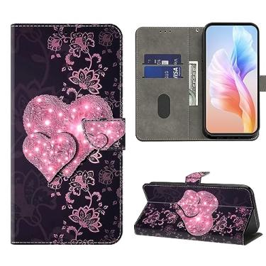 Imagem de VODEFOX Capa carteira para Samsung Galaxy S25 FE, capa de couro PU para mulheres com porta-cartão, capa protetora à prova de choque com suporte premium - coração de renda
