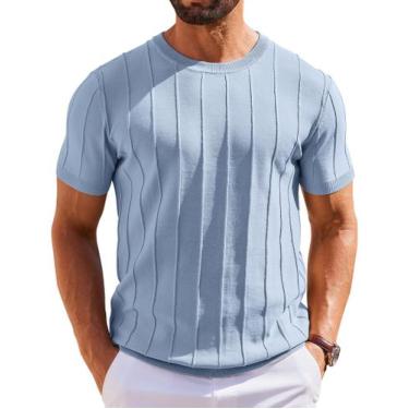 Imagem de Camiseta masculina COOFANDY de manga curta azul jeans