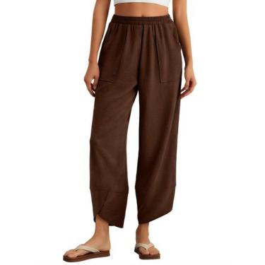 Imagem de Calças largas Feiersi Baggy Elastic Waist Palazzo Harem