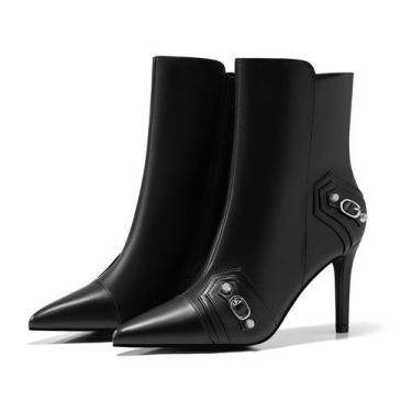 Imagem de Botas de tornozelo femininas Coutgo de salto alto e estilete pretas ta