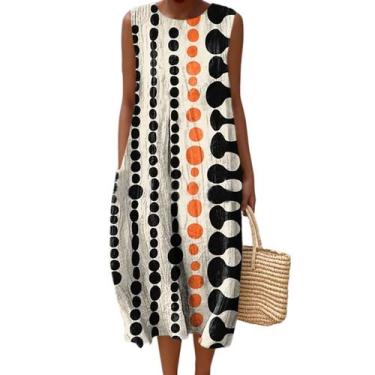 Imagem de Vestido maxi feminino Akivide com estampa floral boho de verão com bol