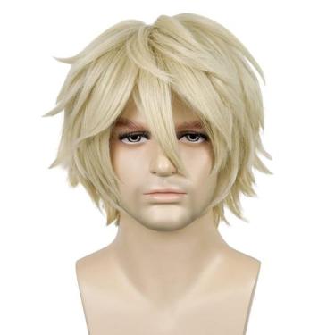 Imagem de Peruca LABEAUTÉ Short Blonde para homens Anime Cosplay Resistente ao C