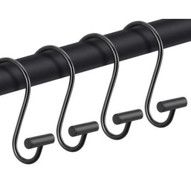 Imagem de Ganchos para cortinas de chuveiro CHICTIE Black Premium Metal, conjunt