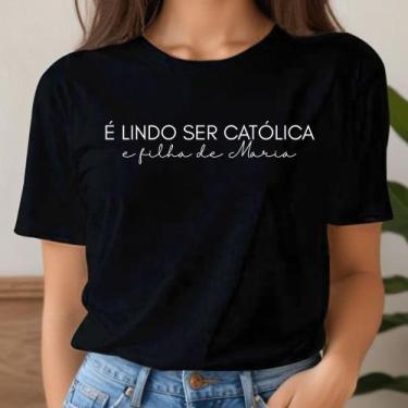 Imagem de Camiseta Camisa T Shirt Filha de Maria Católica Cristã Jesus Mãe de Je