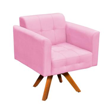 Imagem de Poltrona Decorativa Giratória MM30 Elisa Suede Rosa Bebê D03 - D'Rossi
