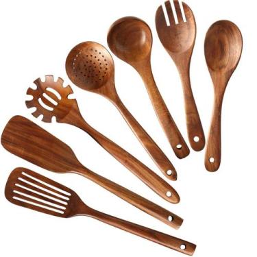 Imagem de Conjunto de utensílios de cozinha NAYAHOSE, colheres de madeira de tec