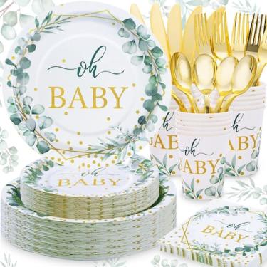 Imagem de Decorações para chá de bebê Gudvilla Sage Green serve 24