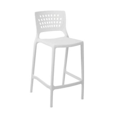 Imagem de Banqueta Alta Para Bancada E Cozinha Branca Empilhável Marte Em Polipr