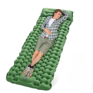 Imagem de 190 * 120 * 5 Cm Colchão Inflável Automático De Casal Sleeping Pad Ar Externo Portátil De Acampamento impermeável (190 * 58 * 5 Cm Verde)