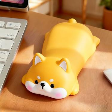 Imagem de Lindo mouse descanso de pulso mouse pad teclado computador apoio cotovelo pad adequado para laptops, mesas e material de escritório - amarelo Shiba Inu