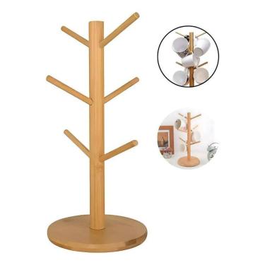 Imagem de 2X Suporte Organizador Porta Xicara Pendurar Caneca Em Bambu