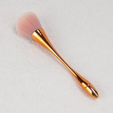 Imagem de 1 pincel de maquiagem grande, pincel de blush, pincel de pó para pó solto colorido para unhas (dourado)