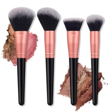Imagem de 4 conjuntos de pincéis de maquiagem, pincéis de base, pincéis de maquiagem poderosos, corretivos para líquido, creme e pó – polido, mistura e pincel facial