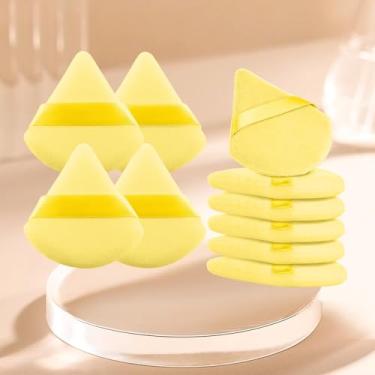 Imagem de Conjunto de 10 peças de pó triângulo macio, puffs de pó para rosto, esponjas de maquiagem para base, adequado para ferramentas de maquiagem cosmética líquida e creme (Amarelo)