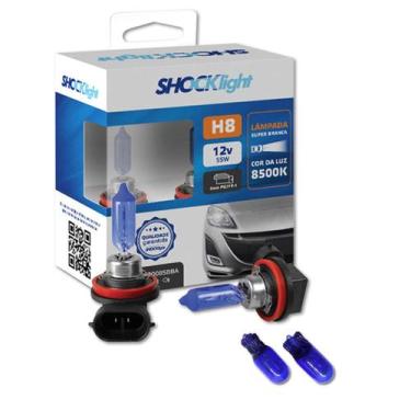 Imagem de Lâmpadas Super Brancas Farol H8 8500k + W5W - Shocklight