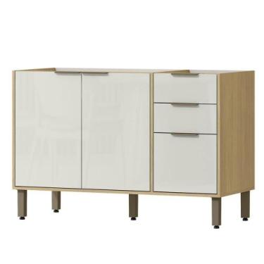 Imagem de Balcao Pia Sem Tampo 120 Cm Glor Bgl02 Castanho Off White Mxm - MILANI