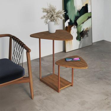 Imagem de Mesal Lateral Cibele Tampo Esfiha Ferro Cobre Tampo Freijó