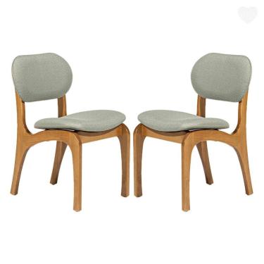 Imagem de Kit 2 Cadeiras De Jantar Estofada Rafine Madeira Castanho Linho Verde