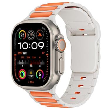 Imagem de Pulseira magnética masculina para Apple Watch Series 11, 10, 9, 8, 7, 6, 5, 4 e 3/SE 2nd/Ultra 2/3 de 49 mm, 02-OrangeStarlight, 44mm 45mm 46mm 49mm 42mm(series 3 2 1)