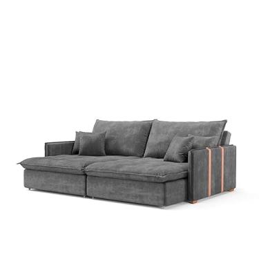 Imagem de Sofá Retrátil Sem Caixa 3 lugares Solomons Velosuede Grafite 214 cm