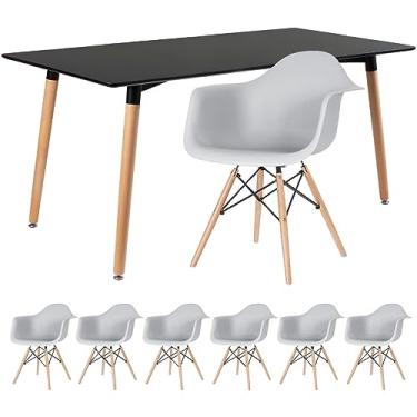 Imagem de Loft7, Mesa de jantar retangular Eames 80 x 160 cm + 6 cadeiras Eiffel DAW