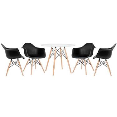 Imagem de Loft7, Kit Mesa Eames 90 cm branco + 4 cadeiras Eames DAW Preto