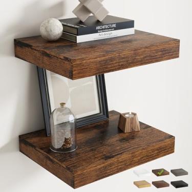 Imagem de Prateleiras flutuantes de 40,6 cm para parede, pacote com 2, prateleiras de banheiro de grão de madeira de 30 cm D com suportes invisíveis, fácil instalação, prateleiras de armazenamento de madeira