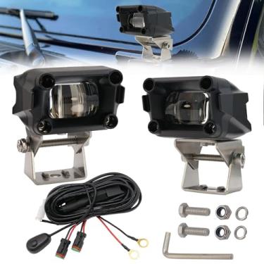 Imagem de DUNTUO Faróis de LED super brilhantes para condução/neblina off-road com feixe focado para Jeep Wrangler, caminhões, SUV, UTV/ATV, luz de vala de pilar A com cablagem