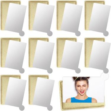 Imagem de Espelhos compactos de bolso Jetec Mini Mirror com estojo de couro x10