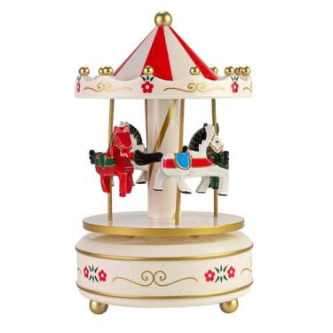 Imagem de Carrossel de caixas de música, clássico, vermelho, branco, resina, est