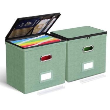 Imagem de Caixas organizadoras de arquivos Oterri 31x21x30cm com bolsos de malha