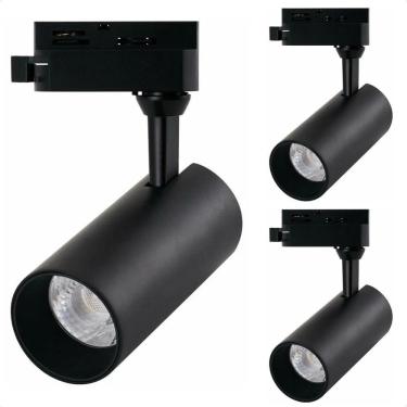 Imagem de Kit 3 Spot Led Mr16 Para Trilho Eletrificado Preto 110/220v 6500k Frio