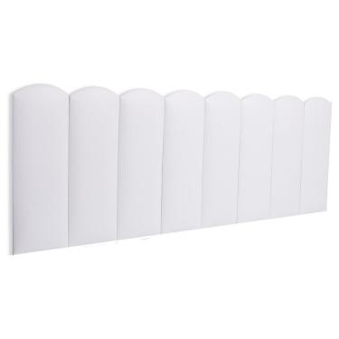 Imagem de Cabeceira Queen Kit 8 Placas Modelo Nuvem - Courino Branco