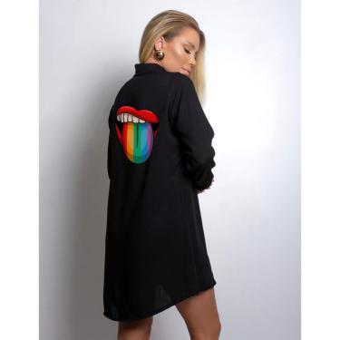 Imagem de Saida de Praia Feminina Longa Personalizada com Estampa Nas Costas Arco Iris Trend Moderna Elegante-Feminino