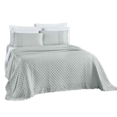 Imagem de Kit Cobre Leito Colcha Nobre Casal King 3 Peças Micropercal 200 Fios Matelado - Cinza Geada