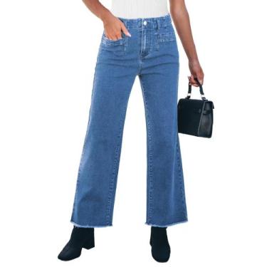 Imagem de Jeans GRAPENT, calças jeans de perna larga, cintura alta para mulheres