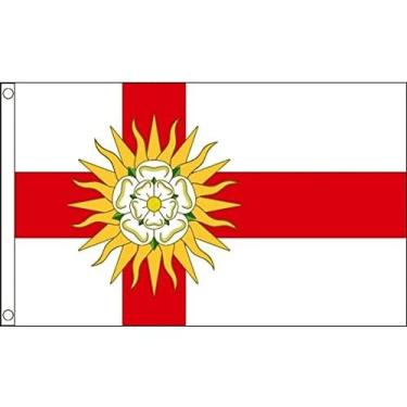 Imagem de AZ FLAG - Bandeira do Condado de Yorkshire West Riding Of Yorkshire - 100D Poliéster County Of York - Banner da Inglaterra com dois ilhós de metal - Resistente ao desbotamento - Cores vivas - 90 cm x