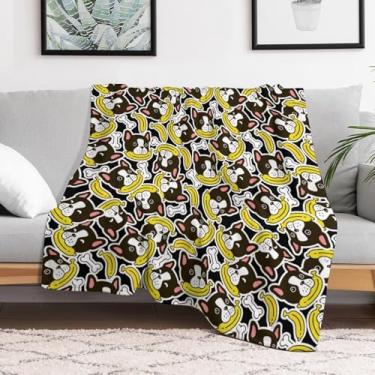 Imagem de Cobertor para cachorro banana macio flanela quente decoração para sofá sofá quarto cobertor presentes para crianças adultos 127 cm x 152 cm